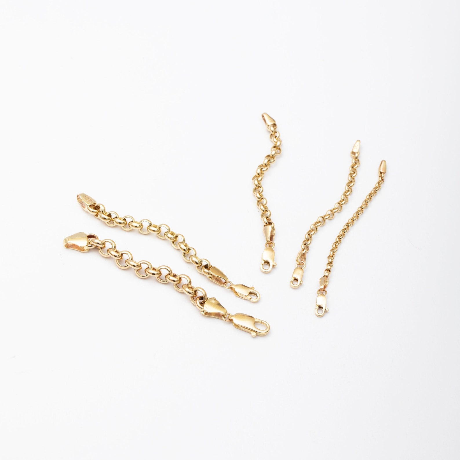 Adjustable Rolo Chain Dainty Classic Rolo Extension Chain, 14K Solid Gold Removable Rolo ...