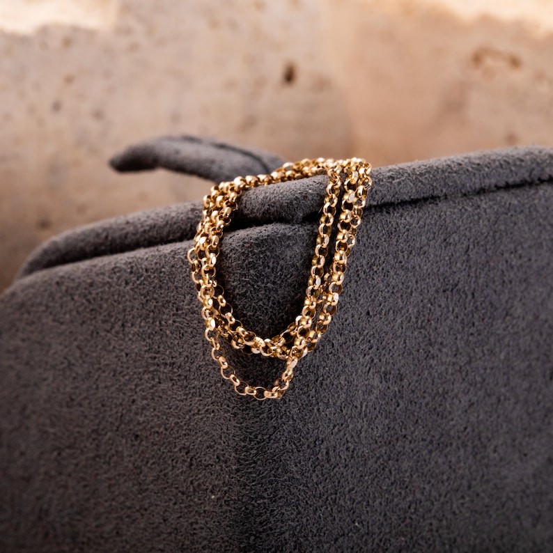 1.20 Mm Rolo Chain Ring, 14K Real Gold Round Rolo Link Chain Ring ...
