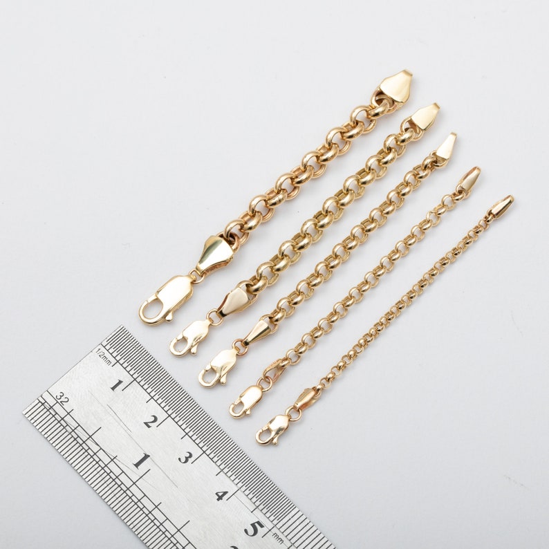 Adjustable Rolo Chain Dainty Classic Rolo Extension Chain, 14K Solid Gold Removable Rolo ...
