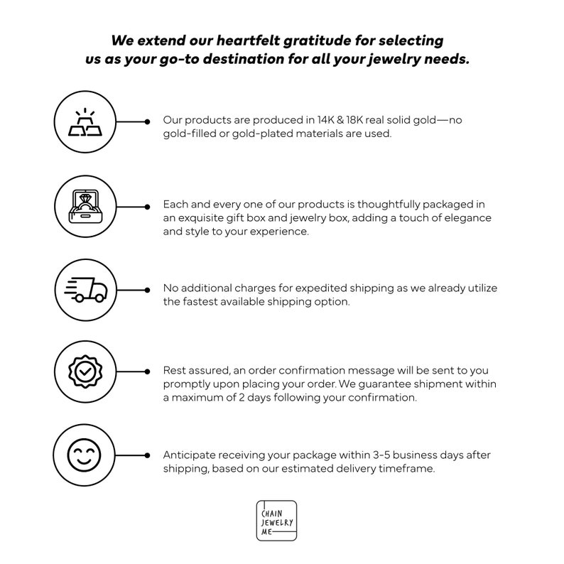 K&ouml;nnte beinhalten: Illustration von f&uuml;nf Symbolen mit Text, der die Vorteile des Einkaufs bei einem Juwelier beschreibt. Die Symbole beinhalten Goldbarren, eine Geschenkbox, einen Lieferwagen, ein H&auml;kchen und ein Smiley. Der Text enth&auml;lt S&auml;tze wie "echtes Massivgold", "sorgf&auml;ltig verpackt", "Expressversand", "Bestellbest&auml;tigung" und "3-5 Werktage".