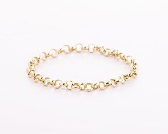 14K 18K Massivgold Kettenring, 1,70 mm Rolo-Kettenring, minimalistischer offener Gliederring, Geschenk für Frauen, Jubiläumsgeschenk, zierliche Rolo-Kettenlink