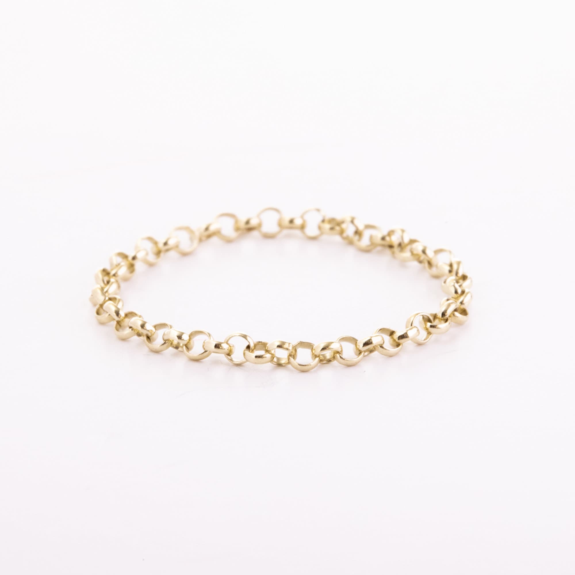 14K 18K Solid Gold Chain Ring, 1.70 Mm Rolo Chain Ring, Minimalist Open ...