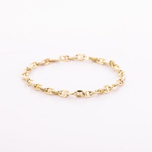1.50 mm Mariner Link Chain Ring, 14K Solid Gold Anchor Chain Ring, Minimalist Chain Ring for Her, Mothers Day Gift, Flat Mariner Chain Links