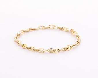 1.50 mm Mariner Link Chain Ring, 14K Solid Gold Anchor Chain Ring, Minimalist Chain Ring for Her, Mothers Day Gift, Flat Mariner Chain Links