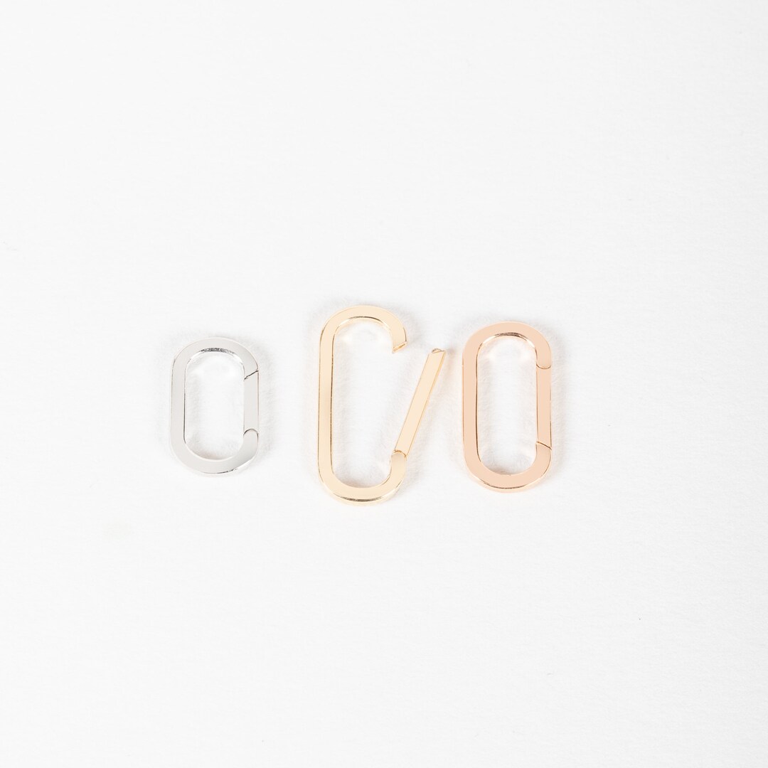 14K 18K Solid Gold Elongated Enhancer, Oval Clasp for Charm Holder ...