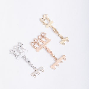 Cierre de collar en capas personalizado en cierre de capas de oro sólido blanco rosa amarillo de 14K 18K, espaciador de múltiples hebras, separador de collar enredado