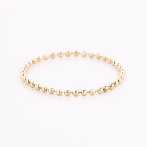 Bague chaîne perlée en or véritable 14 carats de 1,00 mm, cadeau parfait pour la fête des mères, bague en or à pois, anneau fin, jonc délicat, cadeau pour elle