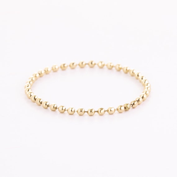 14K 18K Real Gold 1.00 mm Beaded Chain Ring, Perfect Mother's Day Gift, Gold Dotted Ring, Thin Stacking Ring, Dainty Ball Band, Gift for Her