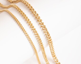 14K gouden Franco Box-ketting 2,4-4,0 mm, luxe diamantgeslepen ketting voor heren en dames, ideaal cadeau voor speciale momenten voor vrouwen voor mannen