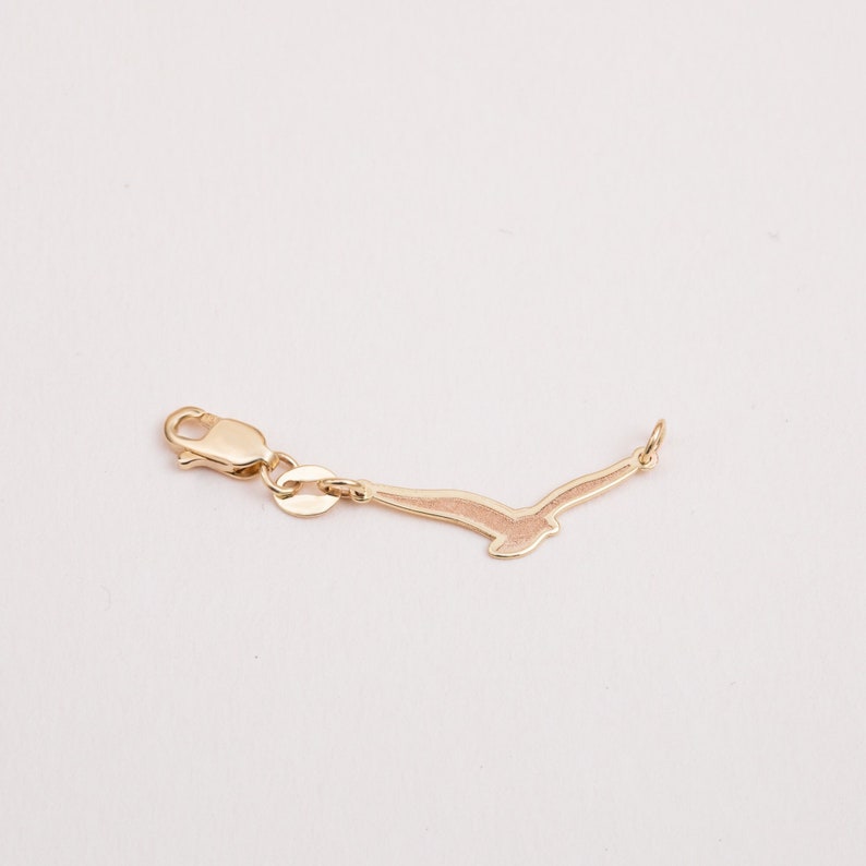 14K 18K Solid Gold Seagull Necklace or Bracelet Extender, Dainty Gull Tiny Tag, Traveler Gifts, Removable Bird Tag, Spring or Lobster Clasp image 3