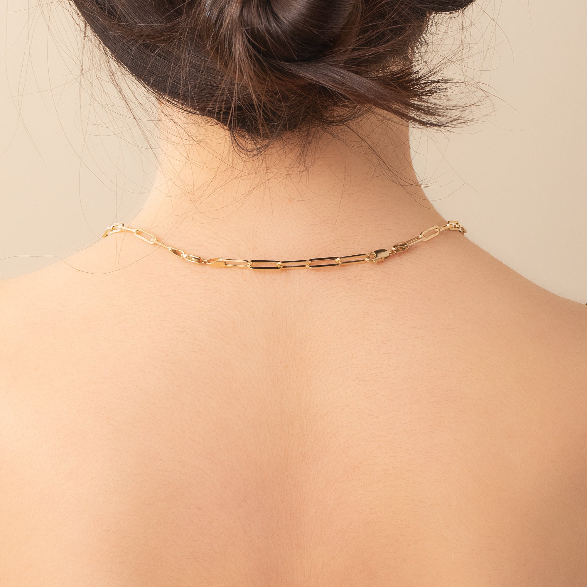 Paperclip Extension Chain in 14K Real Gold Elongated Link Etsy