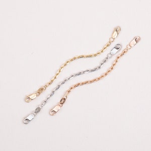 Two Lobster Clasp Cable Chain Extender, Make Necklace Longer, 14K 18K Real Gold Removal Cable Links, Gift for Her, Double Clasp Safety Chain