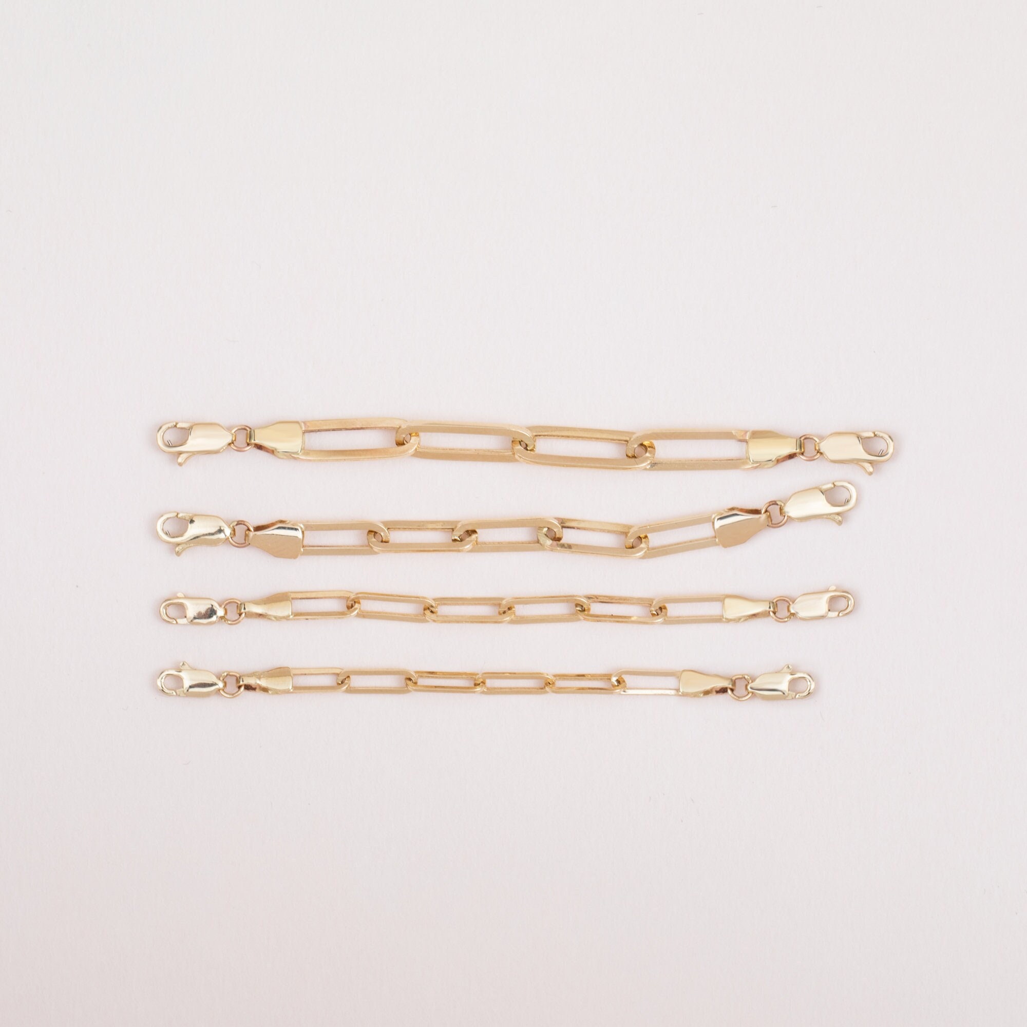 Double Paperclip And Rope Chain Two Clasp Paper Clip Chain Extender, 14K Real Gold Connector Chain ...
