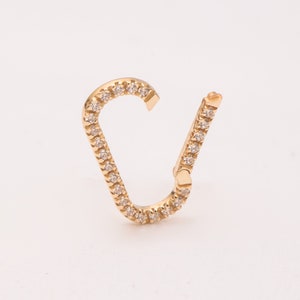 Diamond / Cz Enhancer Charm Pendant Lock 14K 18K Solid Gold, Charm Lock Charm Oval HolderFor Necklace Bracelet, Charm Openable Lock Extender