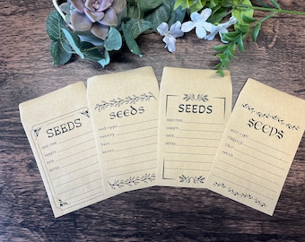 Fill-In-The-Blank Seed Envelope | Seed Packet | Kraft Envelope | Cottagecore Inspired Envelope | 3.25" x 4.5" Envelope | Set of 8