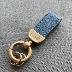 Personalised Leather Keyring Keychain Key Fob , Car Key loop,  Initial Keychain, luxury leather bag charm monogram, house key strap