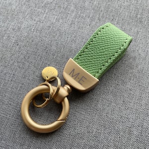Personalised Leather Keyring Keychain Key Fob , Car Key loop,  Initial Keychain, luxury leather bag charm monogram, house key strap