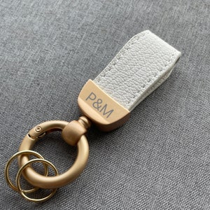 Personalised Leather Keyring Keychain Key Fob , Car Key loop,  Initial Keychain, luxury leather bag charm monogram, house key strap