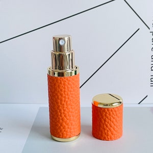 Atomizzatore spray per profumo ricaricabile portatile personalizzato da 5 ml, portatile da viaggio, flacone di vetro, nebulizzatori a nebbia fine, pelle cucita a mano