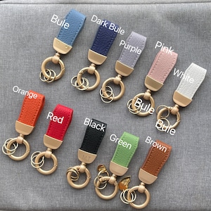 Personalised Leather Keyring Keychain Key Fob , Car Key loop,  Initial Keychain, luxury leather bag charm monogram, house key strap