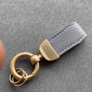 Personalised Leather Keyring Keychain Key Fob , Car Key loop,  Initial Keychain, luxury leather bag charm monogram, house key strap