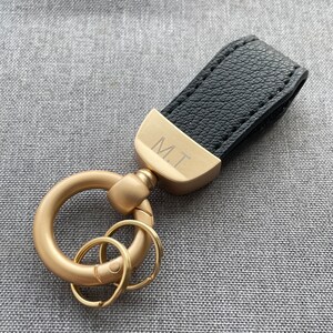 Personalised Leather Keyring Keychain Key Fob , Car Key loop,  Initial Keychain, luxury leather bag charm monogram, house key strap