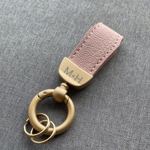 Personalised Leather Keyring Keychain Key Fob , Car Key loop,  Initial Keychain, luxury leather bag charm monogram, house key strap