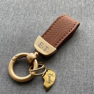 Personalised Leather Keyring Keychain Key Fob , Car Key loop,  Initial Keychain, luxury leather bag charm monogram, house key strap
