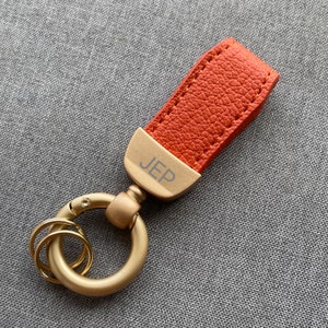 Personalised Leather Keyring Keychain Key Fob , Car Key loop,  Initial Keychain, luxury leather bag charm monogram, house key strap