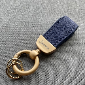 Personalised Leather Keyring Keychain Key Fob , Car Key loop,  Initial Keychain, luxury leather bag charm monogram, house key strap