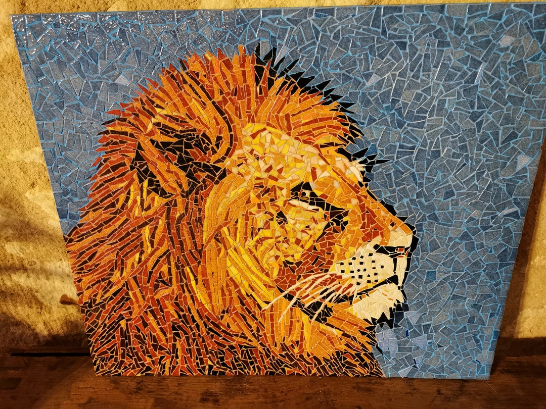 Lion Mosaic 60x70cm Etsy