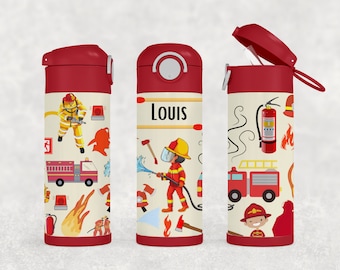 personalisierte Trinkflasche mit Namen "Feuerwehr"