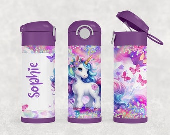 personalized drinking bottle with name "Unicorn"