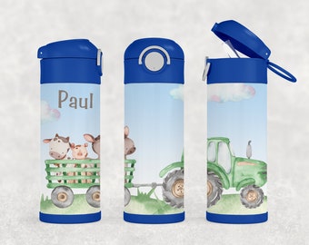 personalisierte Trinkflasche mit Namen "Traktor"