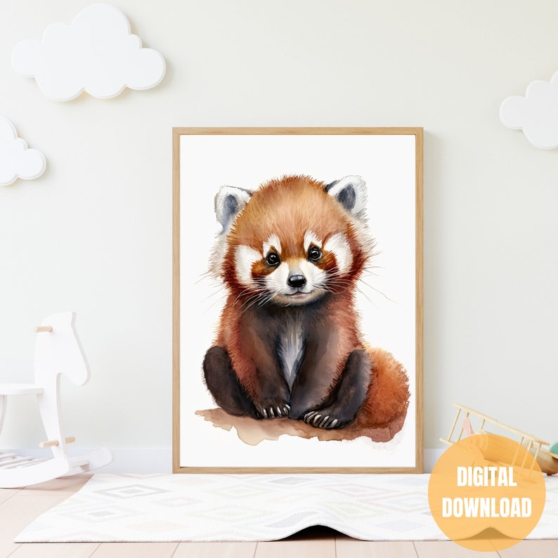 Red Panda Print, Red Panda Wall Art, Printable Digital Download, Gender