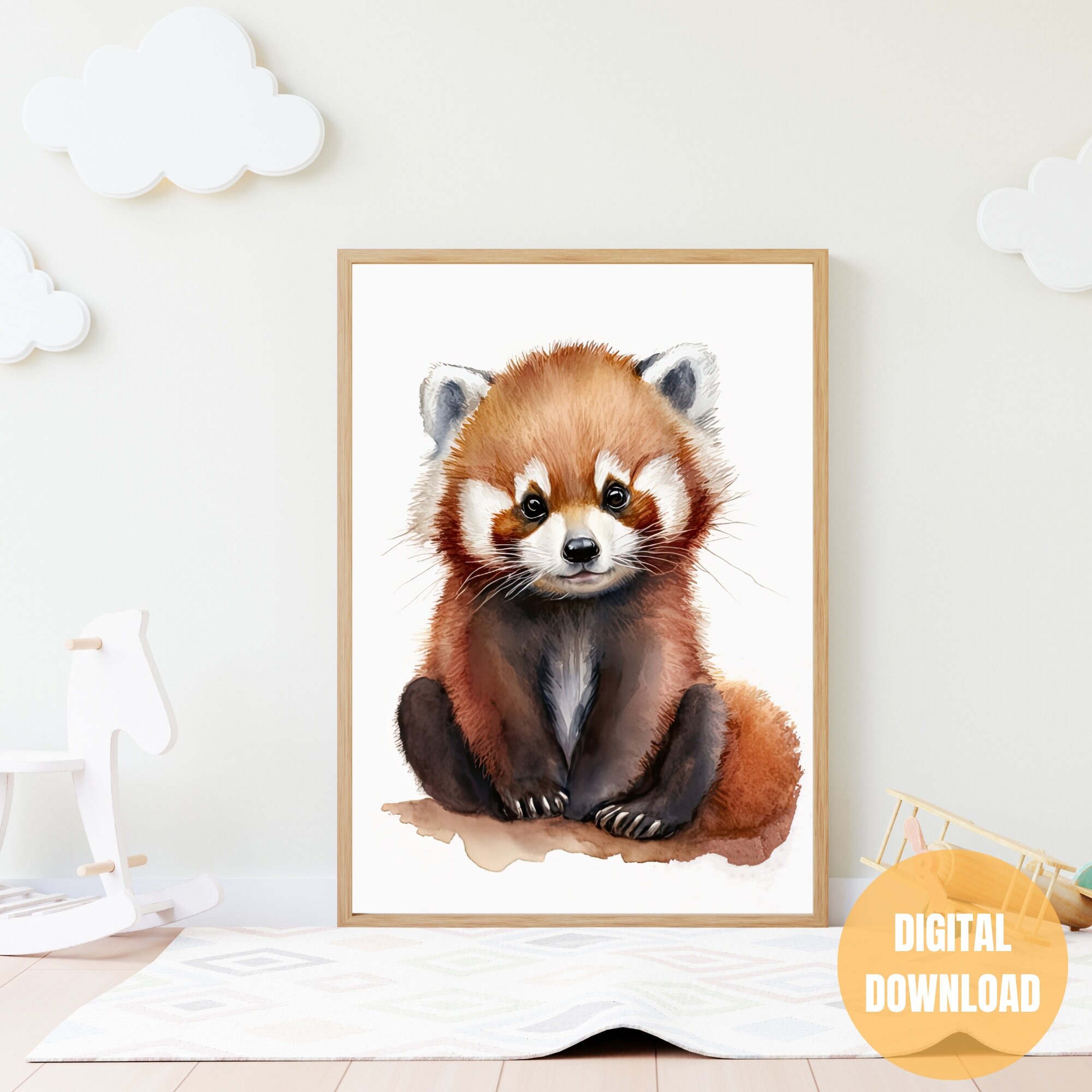 Red Panda Print, Red Panda Wall Art, Printable Digital Download, Gender