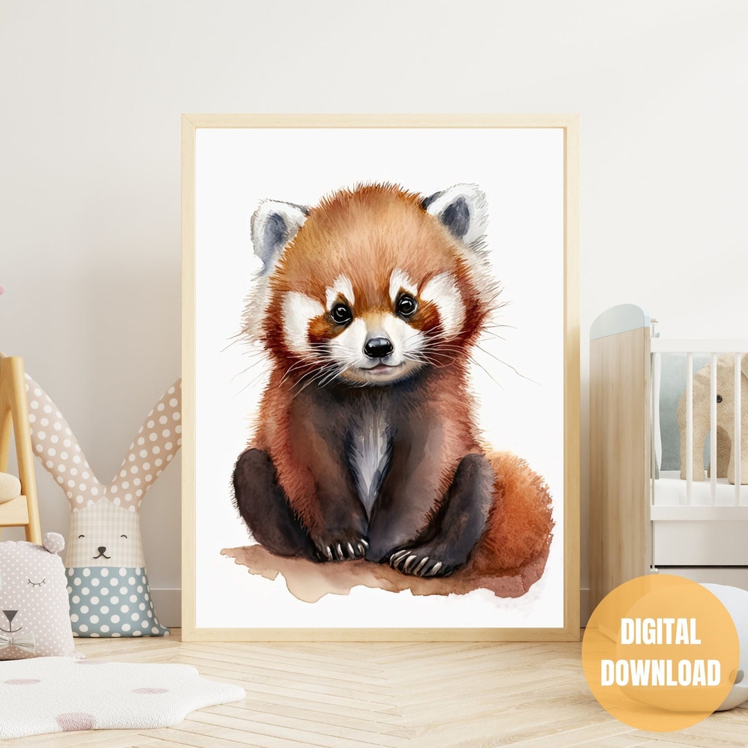 Red Panda Print, Red Panda Wall Art, Printable Digital Download, Gender ...