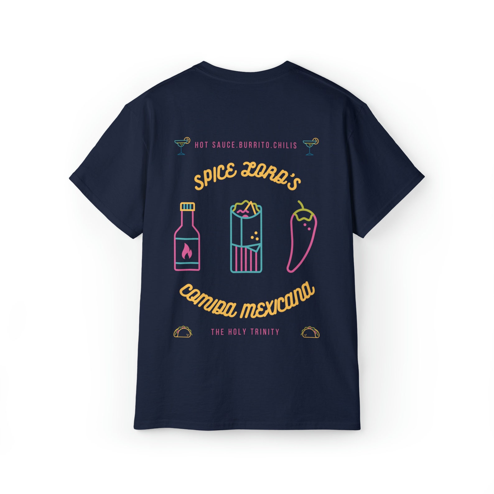 Spicy Mexican Food Theme Graphic T-shirt Burrito, Chile, Hot Sauce ...