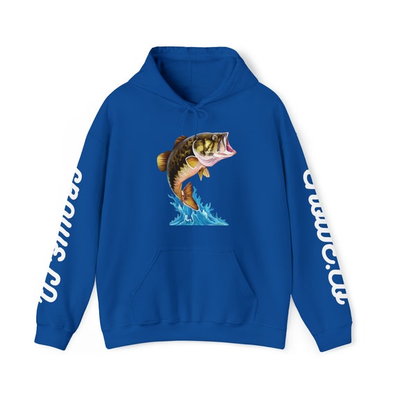 Crowe.co Bass Fishing Hoodie Large Mouth Bass Jumping Design Outdoor  Fishing Apparel Fishing Enthusiast Gift Durable Fisherman Sweatshirt 