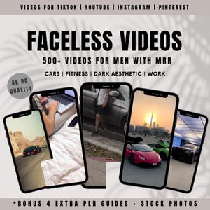 500 Faceless Men Reels Dark & Light Aesthetic With 75 Done For You Reels and 1450 Digital Product Ideas, MRR, PLR, Resell Rights