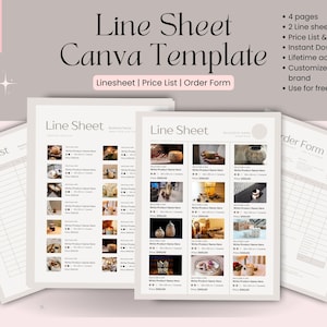 Line sheet for wholesale, Canva line sheet template, Price List Template, Wholesale Product line sheet, Product Sales Sheet, Minimalist
