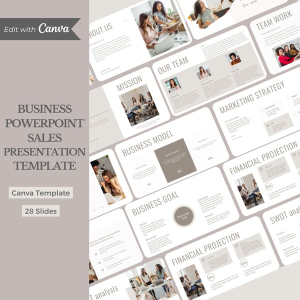 Canva Sales Pitch Deck Presentation, Business PowerPoint Presentation Template, Business Presentation Slides, Presentation Template Bundle