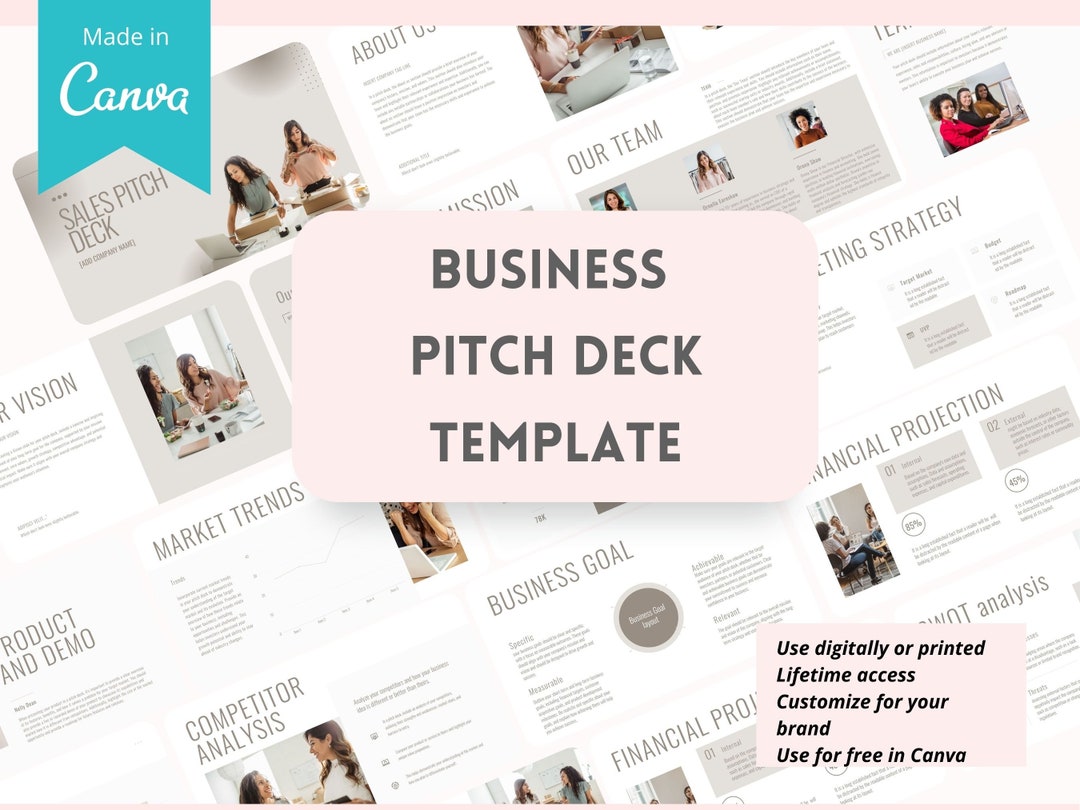 Canva Pitch Deck Powerpoint Template Pitch Deck Template Etsy