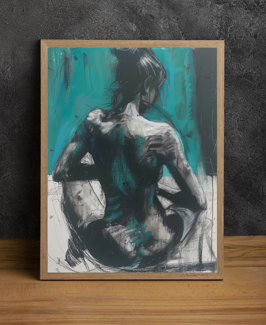 Mixed Media Figure Drawing, Digital Print for Immediate Download