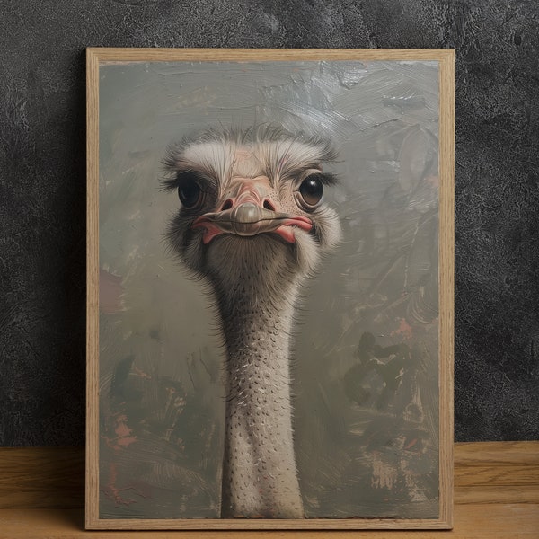 Ostrich Painting, Digital Print for Immediate Download, Detailed Gallery Art, Wall Art, Fine Art print, Home Decor, Wildlife