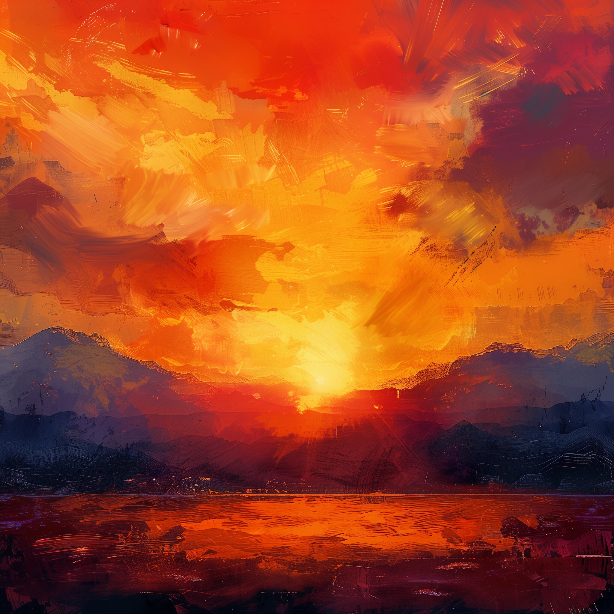 Sunset Landscape Painting, Wall Art Print (digital Download) - Etsy