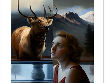 Woman of the Glen 4 | Modern Nature Portrait Landscape | Hopper Inspired Wall Art | Modern | Nature | Surreal | Print | Home Decor