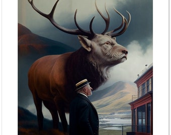 Man of the Glen 1 | Modern Nature Portrait Landscape | Hopper Inspired Wall Art | Modern | Nature | Surreal | Print | Home Decor