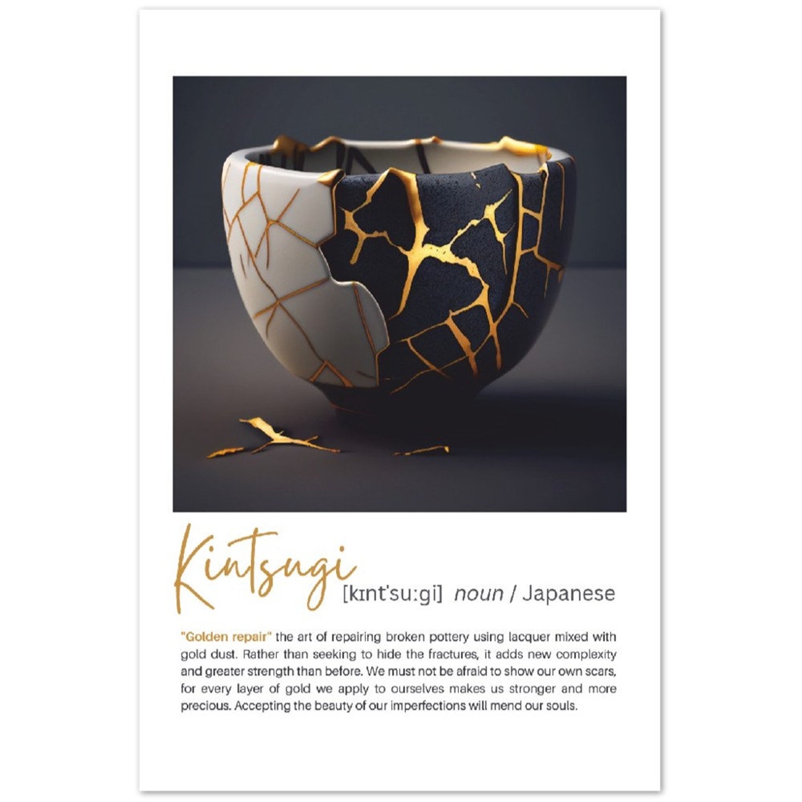 Kintsugi Poster Print | Japanese | Healing | Inspirational | Wall Art ...