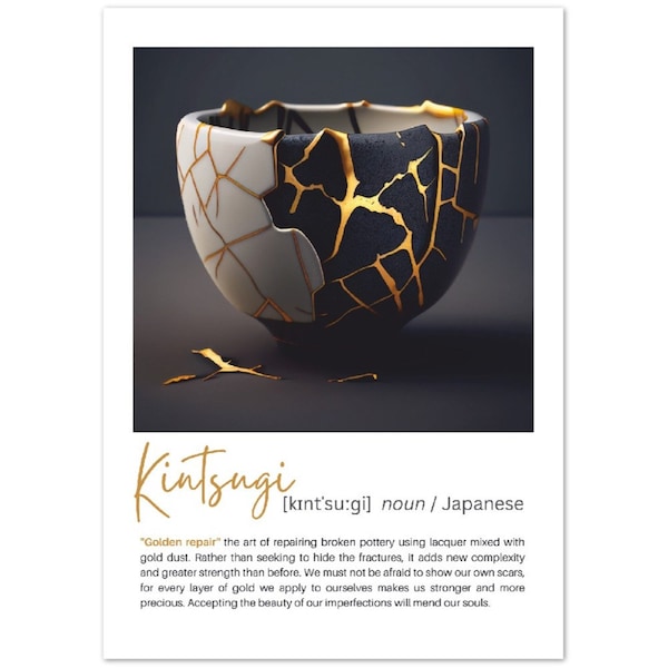 Impression d'affiche de Kintsugi | japonais | Guérison | Inspiration | Art mural | Décoration d'intérieur | Plusieurs options de taille